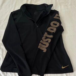 Nike Women's Black Jacket with Gold Accents